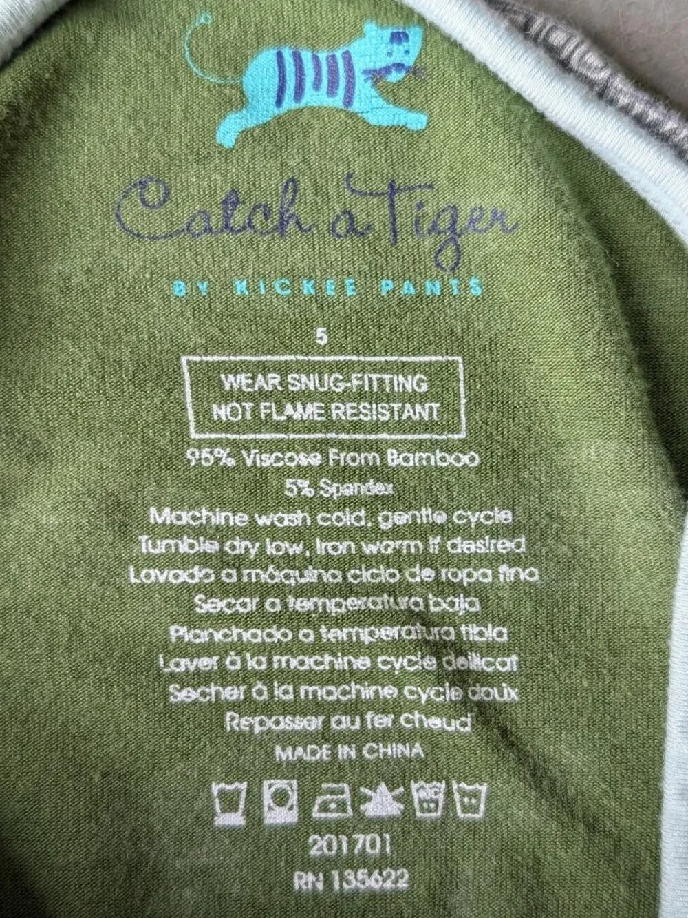 Catch a Tiger by Kickee Pants Green Turtle Print Bamboo One Piece Pajamas size 5